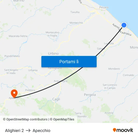 Alighieri 2 to Apecchio map