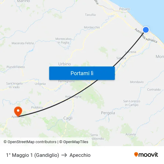 1° Maggio 1 (Gandiglio) to Apecchio map