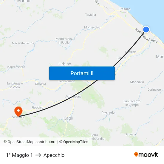 1° Maggio 1 to Apecchio map