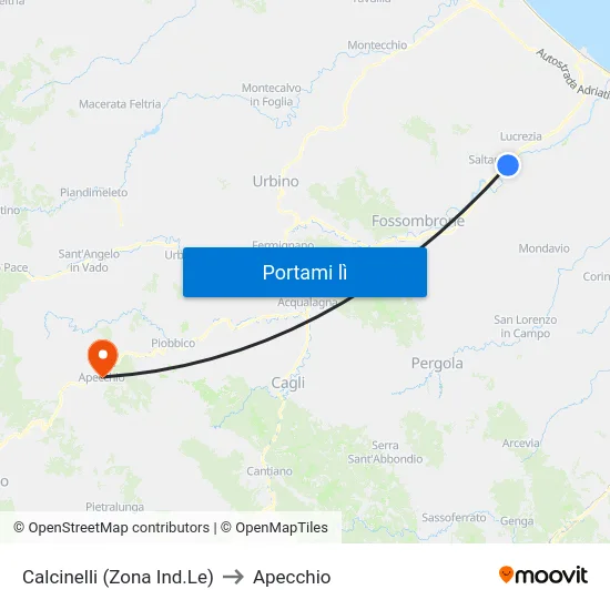 Calcinelli (Zona Ind.Le) to Apecchio map