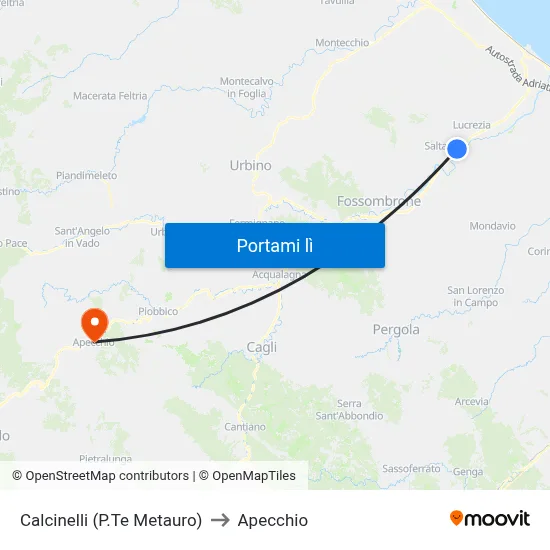 Calcinelli (P.Te Metauro) to Apecchio map