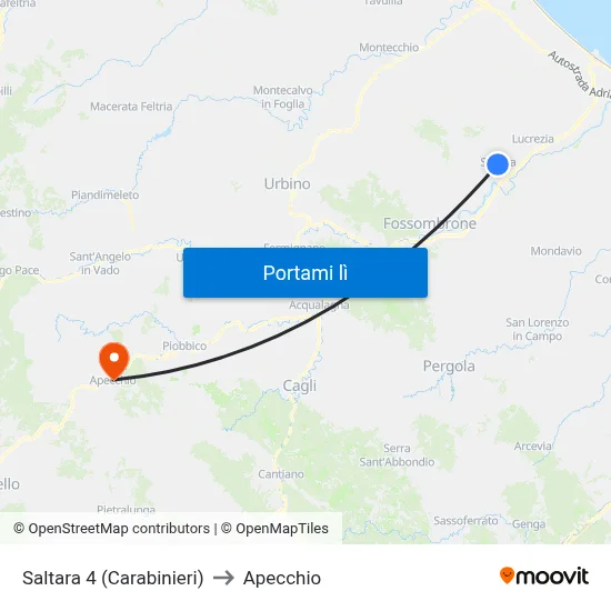 Saltara 4 (Carabinieri) to Apecchio map