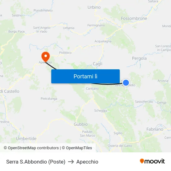 Serra S.Abbondio (Poste) to Apecchio map