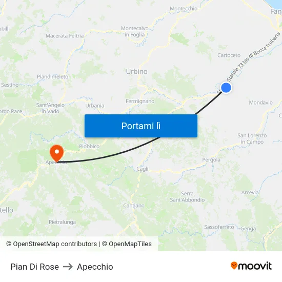 Pian Di Rose to Apecchio map