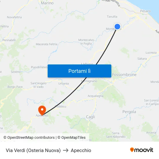 Via Verdi (Osteria Nuova) to Apecchio map