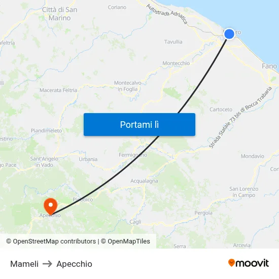 Mameli to Apecchio map