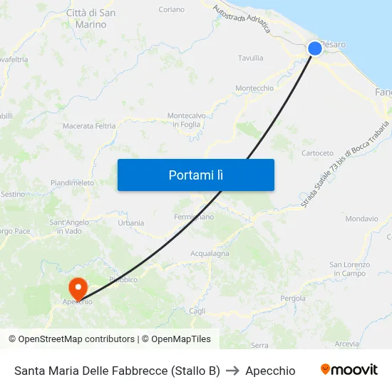 Santa Maria Delle Fabbrecce (Stallo B) to Apecchio map