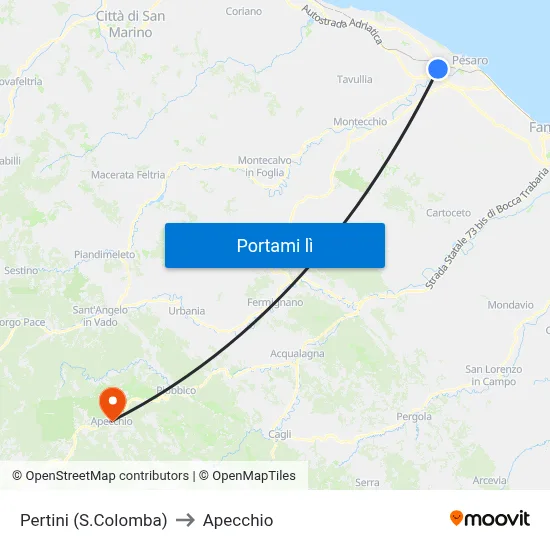 Pertini (S.Colomba) to Apecchio map