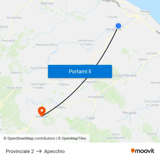 Provinciale 2 to Apecchio map