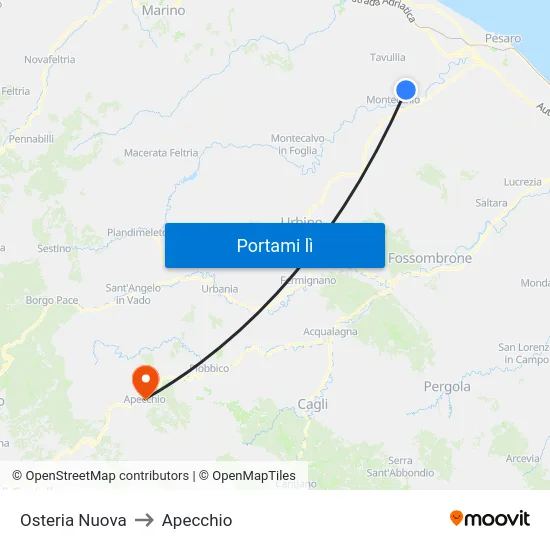 Osteria Nuova to Apecchio map