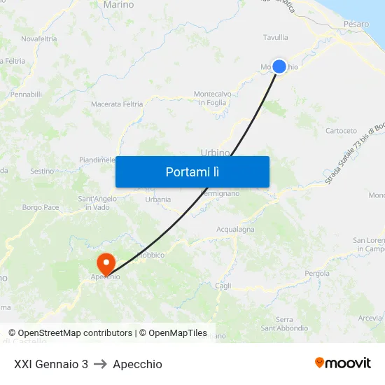 XXI Gennaio 3 to Apecchio map