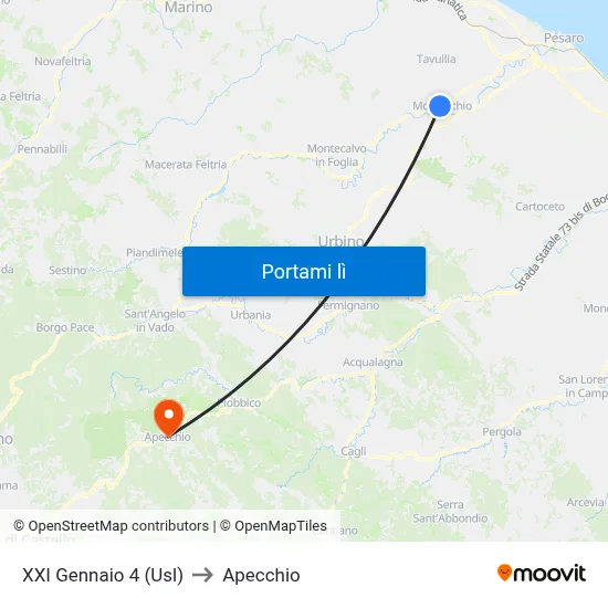 XXI Gennaio 4 (Usl) to Apecchio map