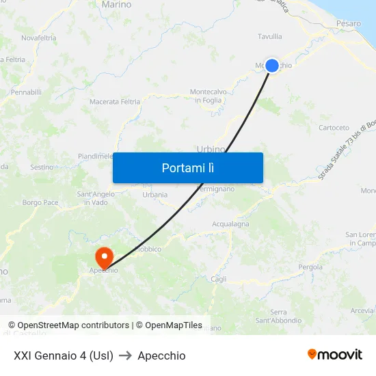 XXI Gennaio 4 (Usl) to Apecchio map
