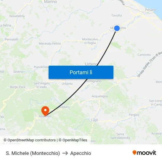 S. Michele (Montecchio) to Apecchio map