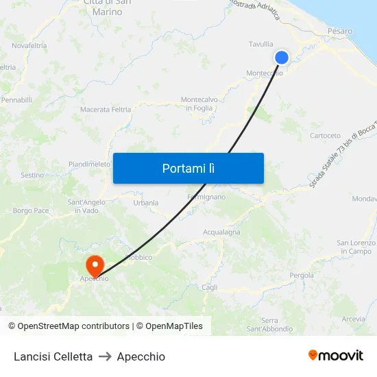 Lancisi Celletta to Apecchio map