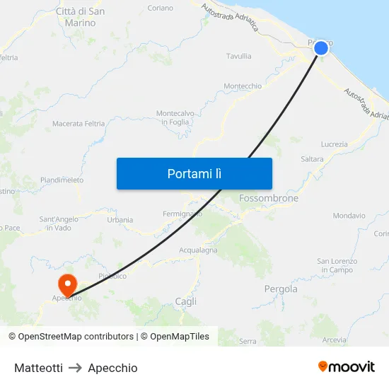 Matteotti to Apecchio map