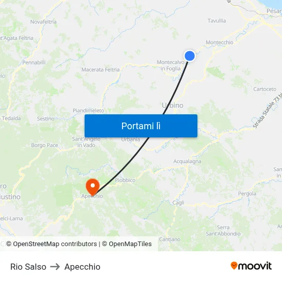 Rio Salso to Apecchio map