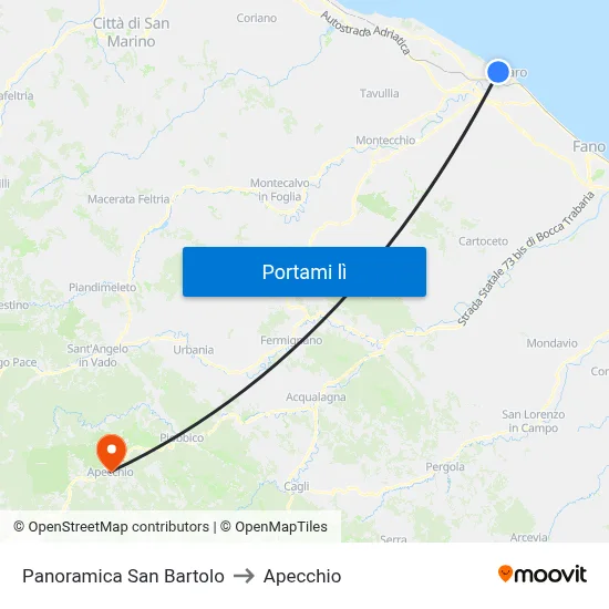 Panoramica San  Bartolo to Apecchio map