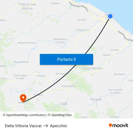 Della Vittoria Vaccai to Apecchio map