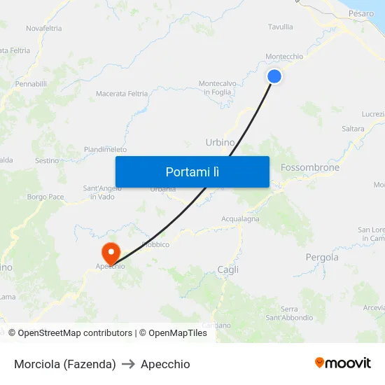 Morciola (Fazenda) to Apecchio map