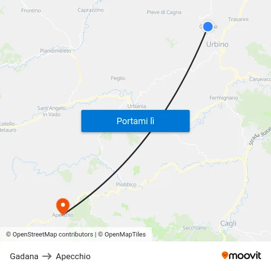 Gadana to Apecchio map