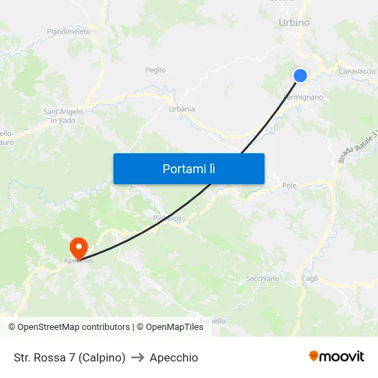 Str. Rossa 7 (Calpino) to Apecchio map