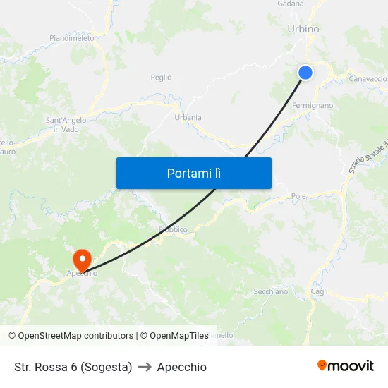 Str. Rossa 6 (Sogesta) to Apecchio map