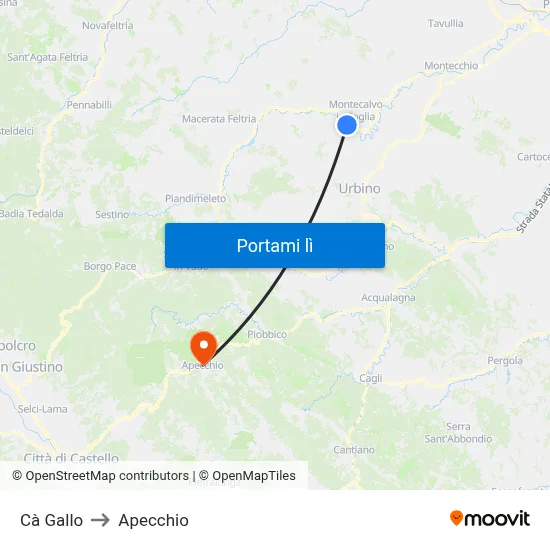 Cà Gallo to Apecchio map