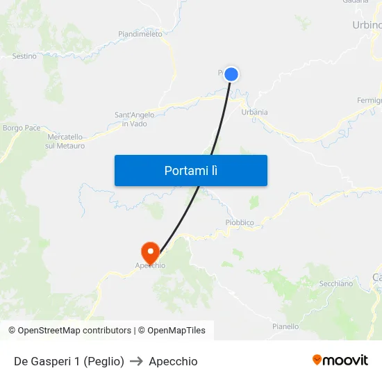 De Gasperi 1 (Peglio) to Apecchio map