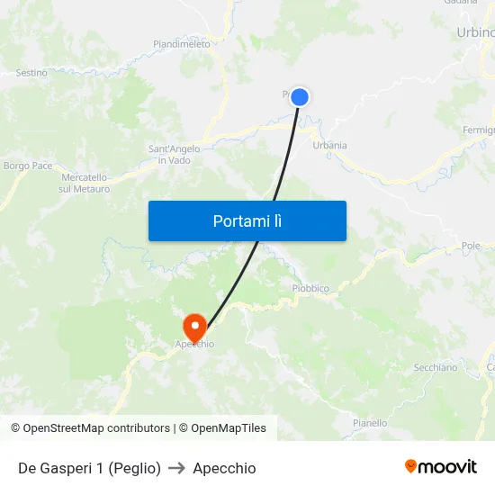 De Gasperi 1 (Peglio) to Apecchio map
