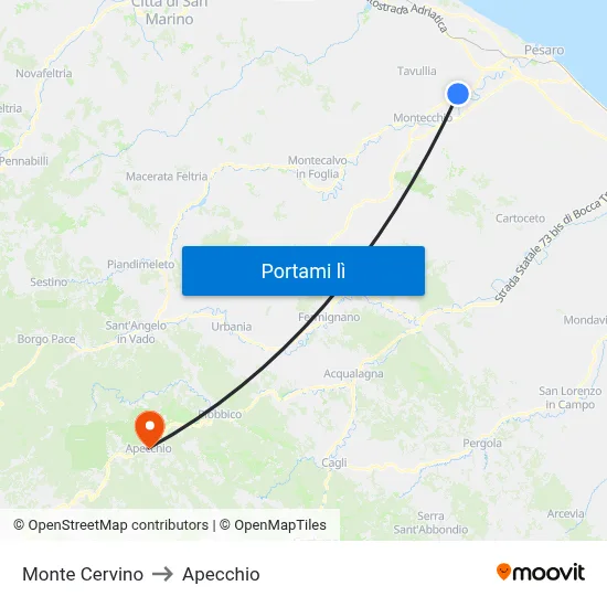 Monte Cervino to Apecchio map