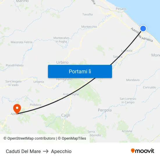 Caduti Del Mare to Apecchio map