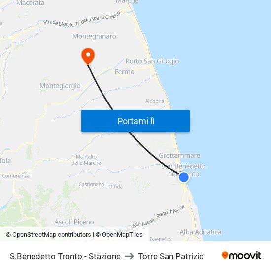 S.Benedetto Tronto - Stazione to Torre San Patrizio map