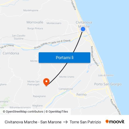 Civitanova Marche - San Marone to Torre San Patrizio map