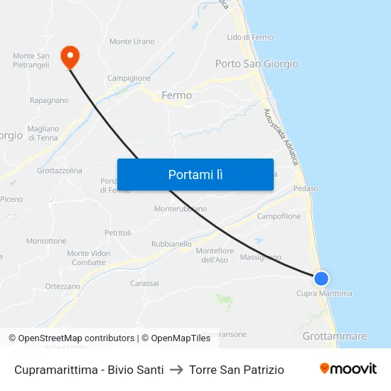 Cupramarittima - Bivio Santi to Torre San Patrizio map