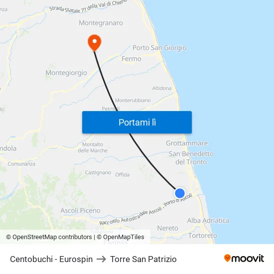 Centobuchi - Eurospin to Torre San Patrizio map