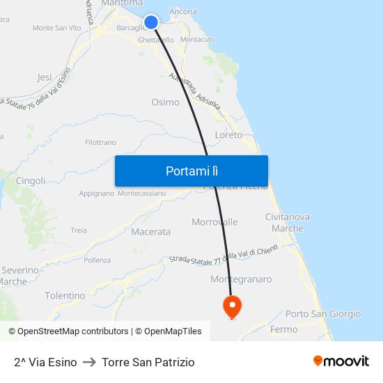 2^ Via Esino to Torre San Patrizio map