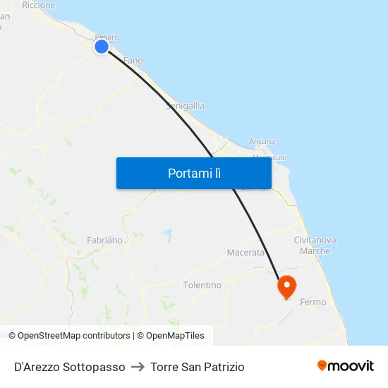 D'Arezzo Sottopasso to Torre San Patrizio map