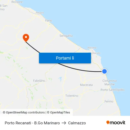 Porto Recanati - B.Go Marinaro to Calmazzo map
