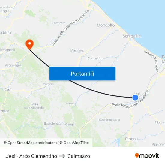 Jesi - Arco Clementino to Calmazzo map