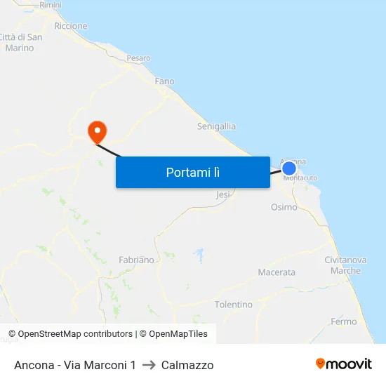 Ancona - Via Marconi 1 to Calmazzo map