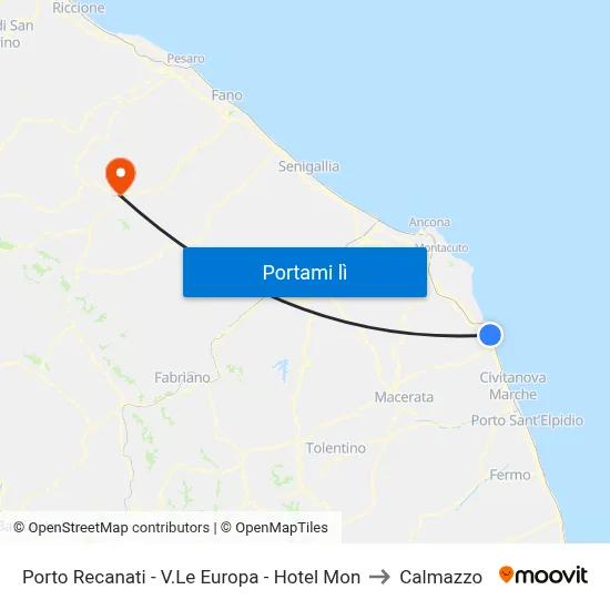 Porto Recanati - V.Le Europa - Hotel Mon to Calmazzo map