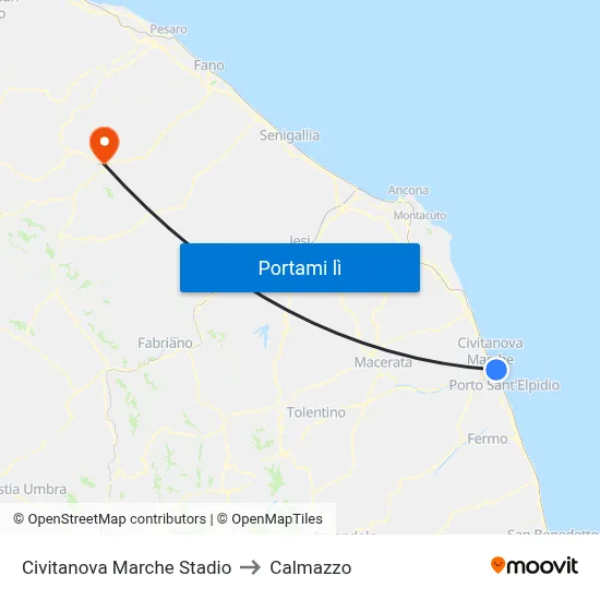 Civitanova Marche Stadio to Calmazzo map