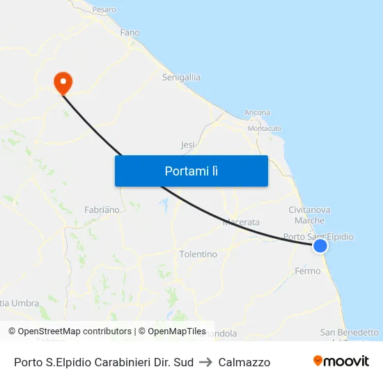 Porto S.Elpidio Carabinieri Dir. Sud to Calmazzo map
