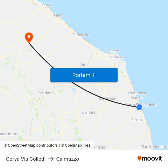 Corva Via Collodi to Calmazzo map