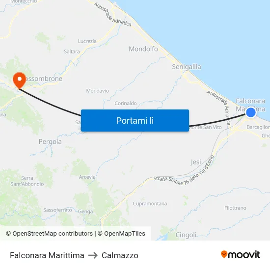 Falconara Marittima to Calmazzo map