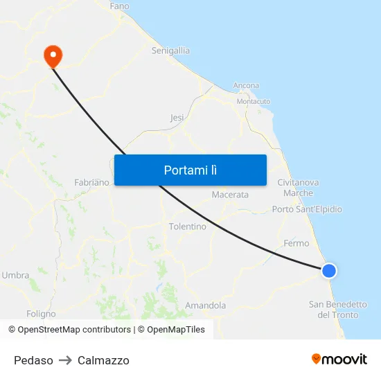 Pedaso to Calmazzo map