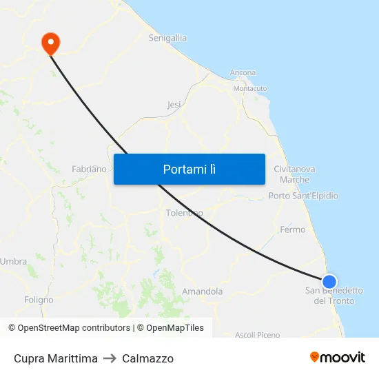 Cupra Marittima to Calmazzo map