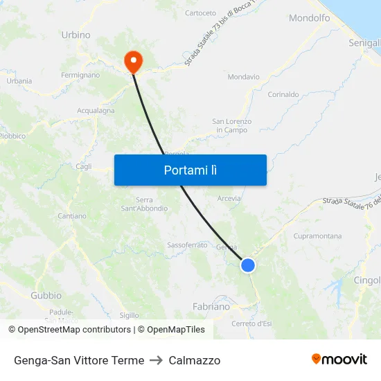 Genga-San Vittore Terme to Calmazzo map