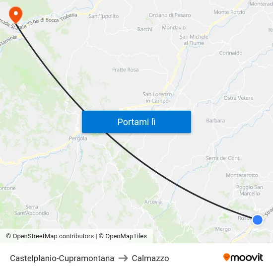 Castelplanio-Cupramontana to Calmazzo map